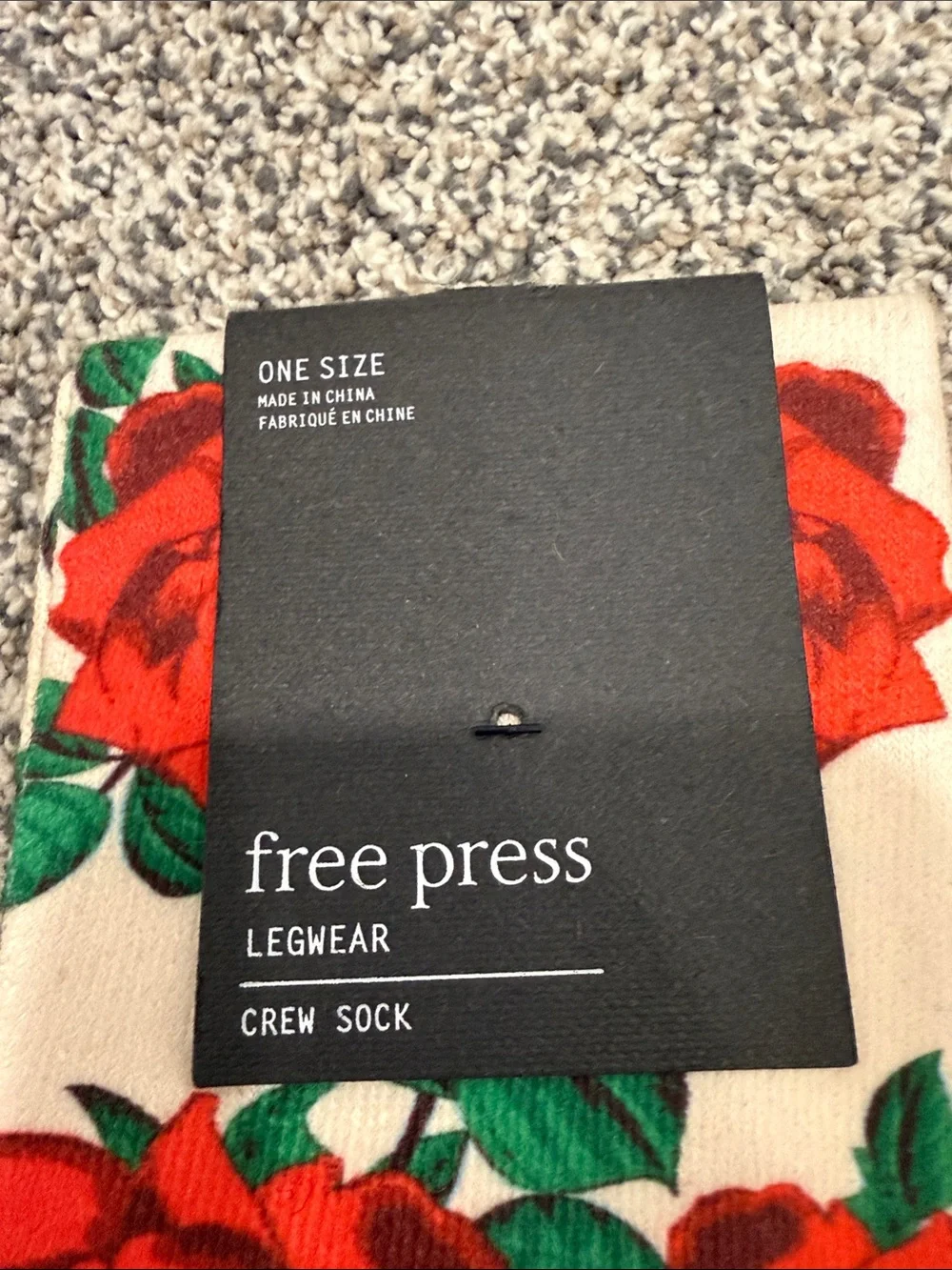 NWT Free Press OS Set of 2 Floral Feminine Coquette Retro Crew Socks